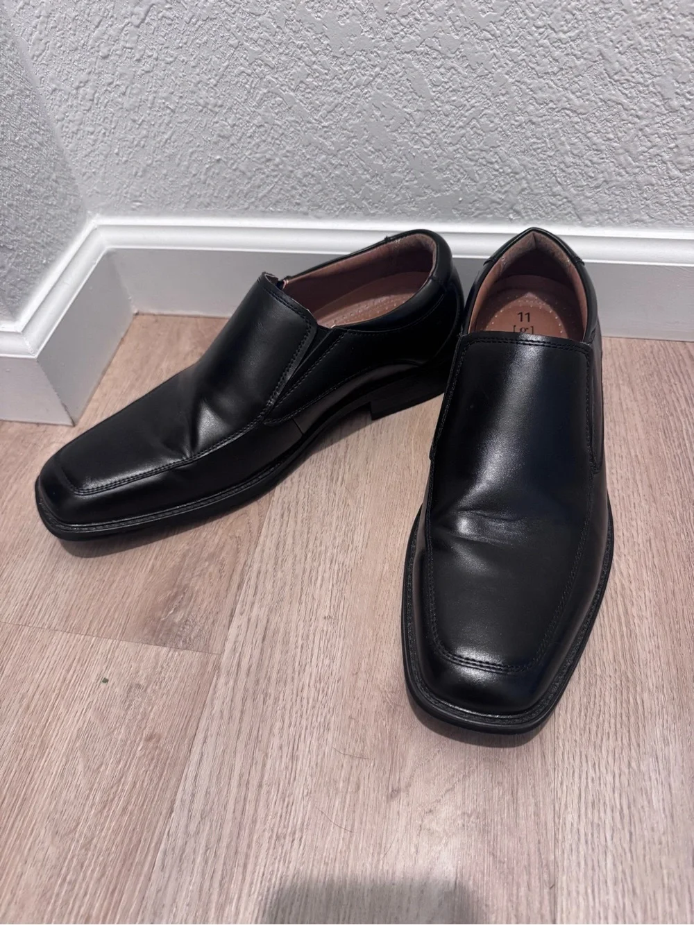 George Black Slip-On Leather-Look Loafers